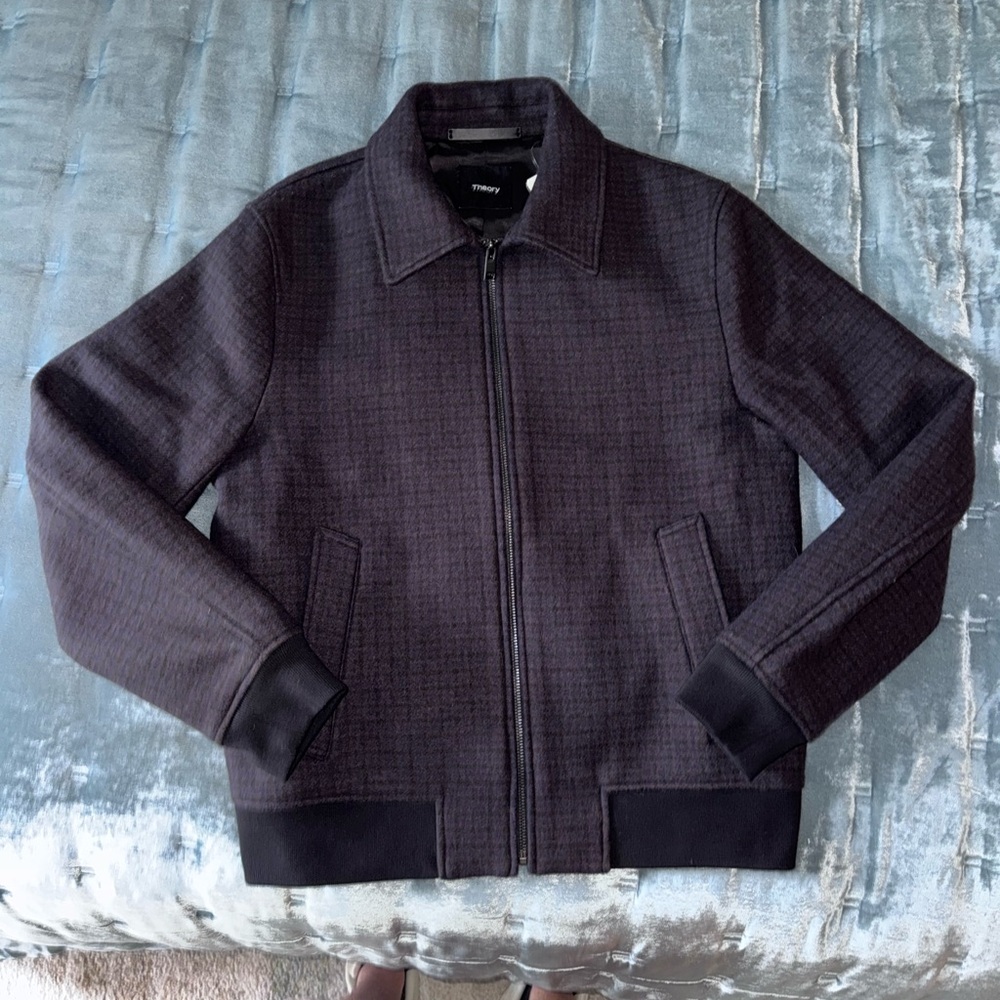 Mens Theory Wool Blend "Wyatt" Micro Check Jacket Mink Brown M